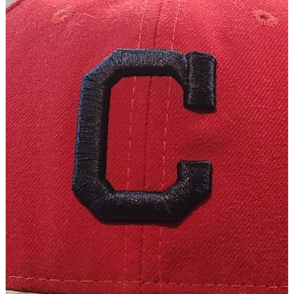 Cleveland Indians Hat Mens 7 Red New Era Fitted Official On Field Cap Camo Brim - Picture 6 of 11